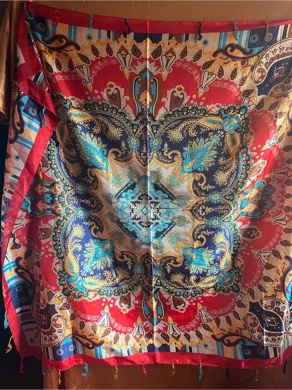 Silk Baroque Red and Gold Scarf XL